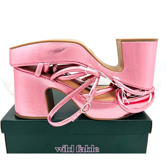 Wild Fable Pink Astro Strappy Heels 4" Platform w/ Memory Foam Womens Sz 14 NIB - Picture 7 of 9